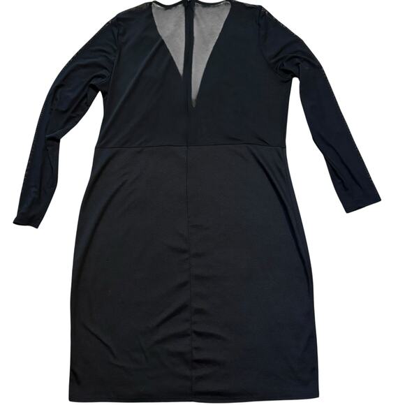 90s Charlotte Russe Black Sheer Deep V Lace Bodice Long Sleeve 2X (Modern Large) - Picture 3 of 5